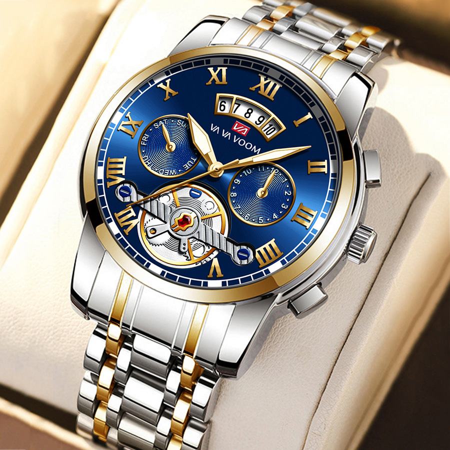 VA VA VOOM from Asaastar stainless steel tourbillon non-awtomatikong mekanikal na multi-function na relo ng negosyo maliwanag na hindi tinatagusan ng tubig na relo para sa mga lalaki
